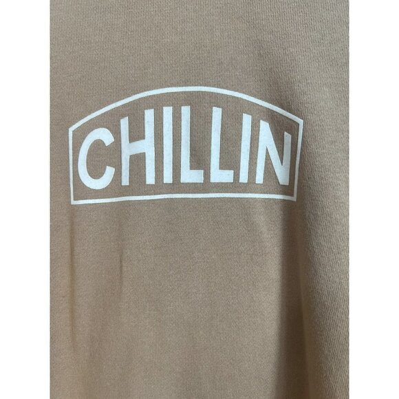 Thereabouts Vintage Look 90s Boys Graphic Hoodie Tan White "Chillin" Boys Sz XL - Picture 2 of 6